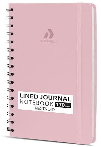 Nextnoid Liniertes Spiralnotizbuch für Damen und Herren, A5 (14,7 x 21,1 cm), 170 Seiten, Hardcover-Notizbücher für Arbeit und Notizen, College-linierte Tagebücher zum Schreiben, Rosa