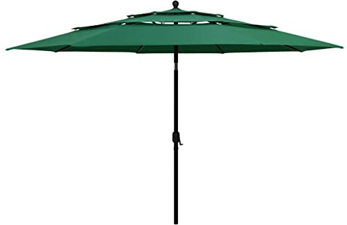 LXYZWRW Lawn & Garden Sonnenschirm mit 3 Ebenen, Aluminiumstange, Grün, 3,5 m, Outdoor Living