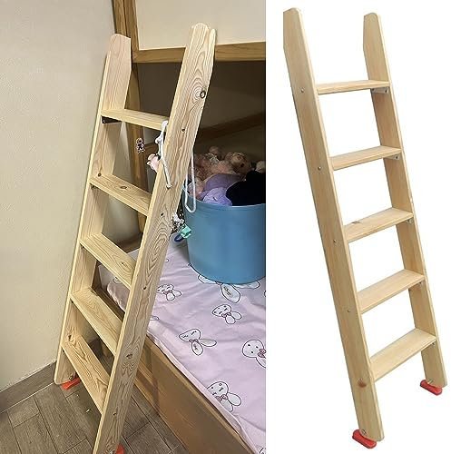 Replacement Bunk Bed Ladder 7.3 6.5 5.7 4.9 4.1 3.2 ft, Extra Wide Treads Wooden Loft Bed Ladder for Bookstore Bedroom Dorms, Double Elevated Bed Ladder with Non-Skid Feet (Size :