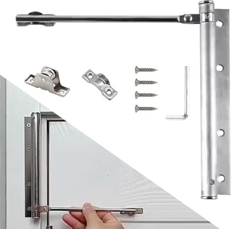 KUBDPQOR Molla Chiudiporta Automatico in Acciaio Inossidabile – Perfetto per Porte Interne ed Esterne, Molle di Regolazione per Porta Superiore e Inferiore, Chiusure a Chiusura Automatica