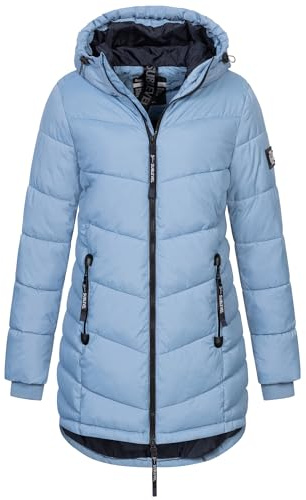 Sublevel Damen Winter Jacke Mantel Parka Steppjacke Steppmantel Wintermantel, Farbe:Middle Blue, Größe:3XL (46)