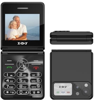 Xgody S200 Big Button Unlocked Flip Phone for Seniors, Easy to Use Basic GMS Mobile Phone, 1300mAh Battery, Type-C Port, Dual SIM, 2.4 Color Display, FM Radio, Flashlight, Bluetooth-Black