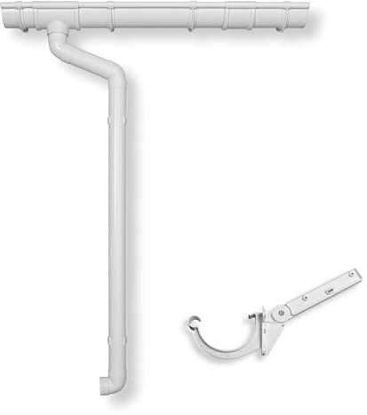 Dachrinne Halbrundrinne RG 100 NW100/125 Anthrazit | Halter für Dachsparren | Komplettsets bis 10m Dachlänge | Typ 300 Fallrohr DN 60 | Kunststoff PVC Weiss | 4Home&Garden (Dachlänge bis 300cm)