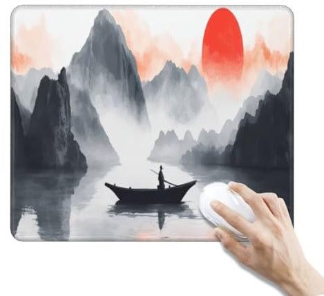 Tappetino Mouse Pittura a inchiostro Tappetino Mouse Piccolo Tappetino per Mouse Gaming Tappetino Scrivania, Impermeabile Mouse Pad Tappetini Mouse Base Antiscivolo per Ufficio (300 x 250 x 3 mm,Nave)