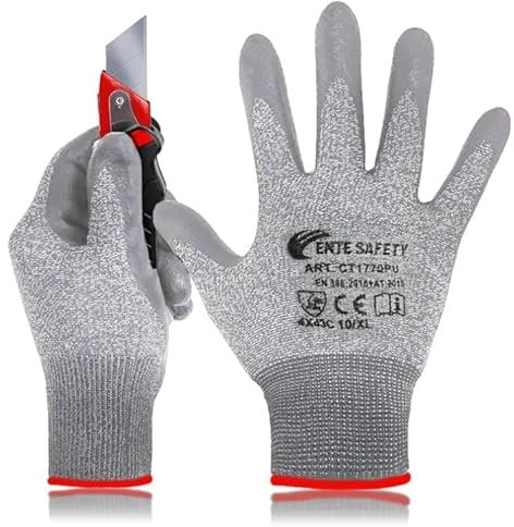 5 pares (Talla XL) || Guantes anticortes 4x43C Protección Nivel 5 || Certificación EN388 || Guantes de trabajo || Resistentes y versátiles || ideales para trabajos de jardinería-cocina-DIY
