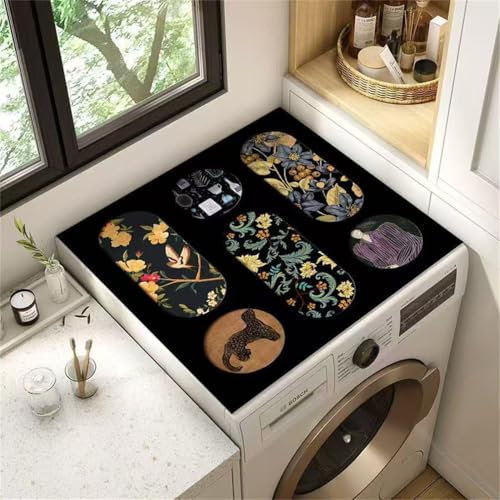 RUILBJM Funda para Lavadora Estampado Geométrico Retro Flores Funda Protectora Secadora Impermeable para Cocina Frigorífico Horno Lavandería Cocina Decoración del Hogar (Color 4,40 x50 cm)