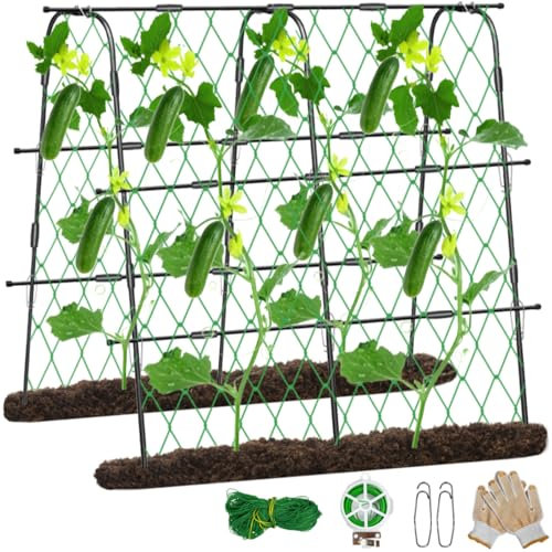 160x160CM U-Shape Metal Trellis for Climbing Plants, Heavy Duty Garden Arch Trellises Support with Netting for Cucumber, Tomatoes, Grapes - Outdoor Raised Bed Plant Frame, Rustproof & Easy Assembly