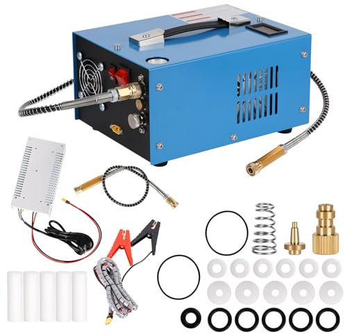 250W High Pressure Car Air Pump, 4500Psi 300Bar PCP Air Compressor with Transformer, Powered By Car 12V DC or Home 110V-240V AC, for Home, Outdoor, Car, Shooting Range