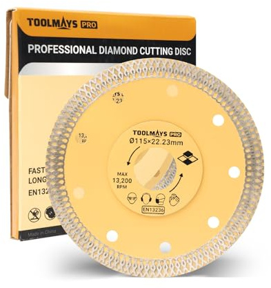 TOOLMAYS 115mm Diamond Cutting Discs | Super Thin Porcelain Cutting Disc For Angle Grinder, Diamond Saw Blade For Tile, Ceramic, Marble, Porcelain
