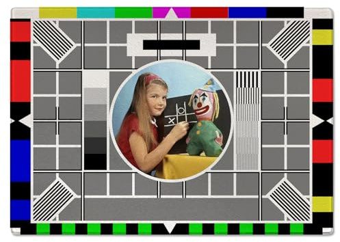 Glass Chopping Board - Retro Nostalgia Test Card - Textured Glass Cutting Kitchen