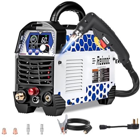 Reboot Plasmaschneider Nicht-Hochfrequenz Non-Touch Pilot Arc, 120V/240V Dual Voltage, 1 Zoll Max Cut 5/8 Zoll Clean Cut, Mesh Schneiden, 2T/4T, Großes LED-Display für Anfänger DIY