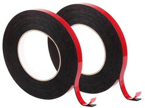Amztour 2 Stück Doppelseitiges Klebeband Extra Stark (12mm x 10m) | PE Wasserfestes Multifunktionales Montageklebeband Innen- und Außeneinsatz für LED-Streifen, Auto, Spiegel & Wandmontage