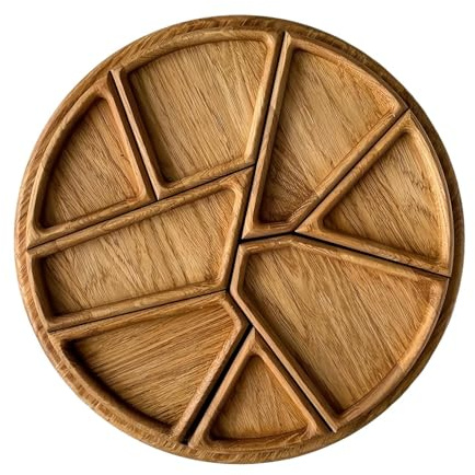 Weqizuerqi Serviertablett aus Holz – geteiltes Puzzle-Serviertablett für Lebensmittel, Holz-Serviergeschirr, Heimdekoration für Gemüse, Dessert, Obst, Frühstück, Abendessen, Grillen, Wohnzimmer