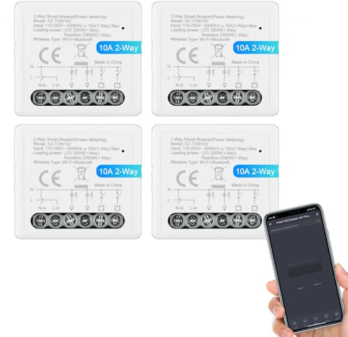 ANTELA Smart Relais Schalter WLAN und Bluetooth 2 Kanäle 10A, 4 Stück | Kompatibel mit Alexa Google Home, Smart Life APP, Kein Hub erforderlich