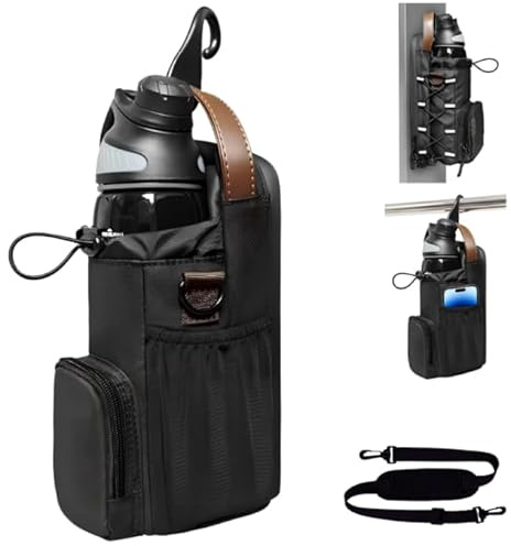 Magnetic Gym Bag, Water Bottle Holder Sling Carrier with Crossbody Shoulder Strap, Multi-Functional Sport Water Bottle Organizer, Gym Accessories for Men Women, Small Pouch for Fitness, Travel, Sports
