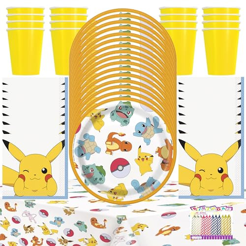 Pokémon Party Supplies for 16 Dessert Set with Cups & Table Cover