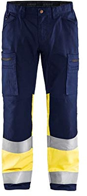 Blaklader 15511811 Hochsichtige Hose mit Stretch, Marineblau/Gelb, grootte C46