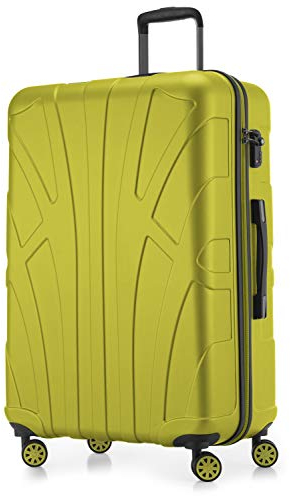suitline - großer Hartschalen-Koffer Koffer Trolley Rollkoffer XL Reisekoffer, TSA, 76 cm, ca. 96-110 Liter, 100% ABS Matt, Farn