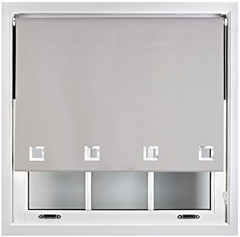 FURNISHED Blackout Roller Blinds with Large Square Eyelets - Made to Measure - Grey 90cm x 210cm