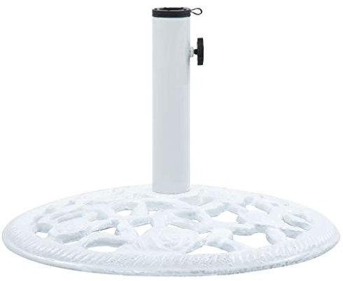 Festnight Base de Sombrilla de Hierro Fundido Pie de Sombrilla Soporte para Parasol de Jardín Blanco 12 kg 48 cm