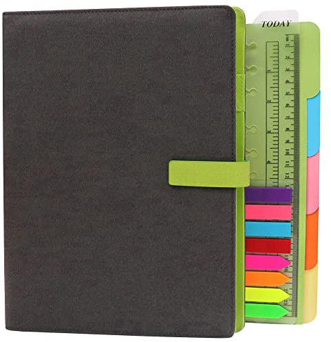 TSY Notizbuch Nachfüllbar Din B5, Leder Padded Stoff Abdeckun Persönlicher Organizer Planer mit Stifthalter Steckplätze für Karten, Ringbuch Reisetagebuch für Büro Reisende Schüler, Dunkelgrau