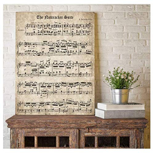 HHLSS Art Mural sur Toile 60x80cm sans Cadre Le Casse-Noisette partition Affiche et Impression Tchaikovsky Classique Piano Musique Mur Photo décor à la Maison