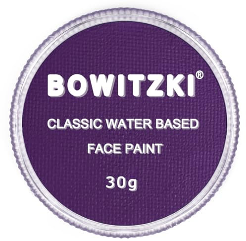 Bowitzki Vernice professionale per il viso a base d'acqua pittura viso trucco sicuro per bambini adulti torta divisa tinta unita 30g per Halloween, Natale, festa (Viola)