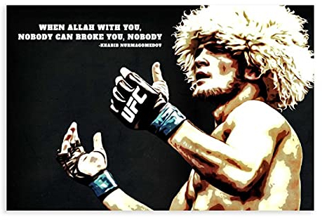 Khabib Nurmagomedov Poster, Boxen, Motivationszitate, 2 Leinwand, Schlafzimmer, Dekoration, Bilder, Drucke, Büro, Wohnheim, Raumdekoration, Geschenke, ungerahmt, 30 x 45 cm