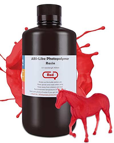 ELEGOO ABS Like Resin Transparent Rot 1000g, 405nm Photopolymerharz 3D Drucker UV Resin für LCD/DLP 3D Drucker
