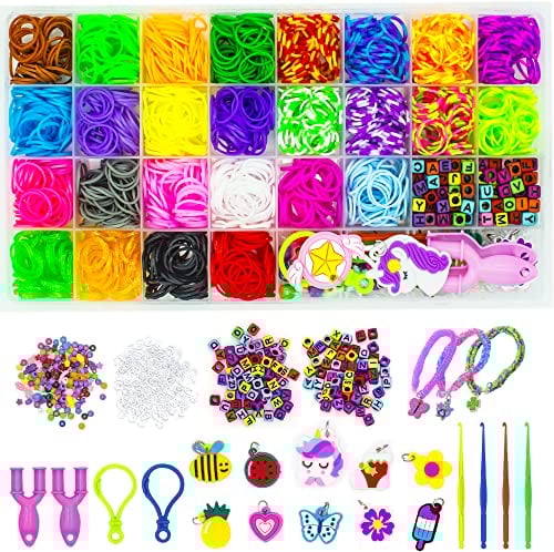 WONDERFORU Loom Bänder Set zum Basteln, 2000+ Bunt Gummibänder Starterset DIY Basteln Bunte Bänder Box Set Kinderspielzeug Weihnachten Geschenk für Mädchen, 26 Farben