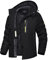TACVASEN Damen Winter Wanderjacke Outdoorjacke Winddicht Skijacke Fleece Jacket Wandern mit Abnehmbarer Kapuze (L, Schwarz)