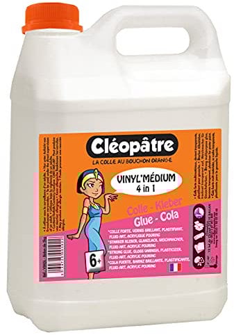 CLEOPATRE – Vinyl'Médium 4 en 1 – Médium Acrylique, Vernis, Colle – Idéal Pouring Acrylique et Peinture Fluide – 5kg