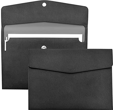VANRA 1 cartella portadocumenti in pelle PU, formato A4, organizer per documenti, con chiusura magnetica, colore nero