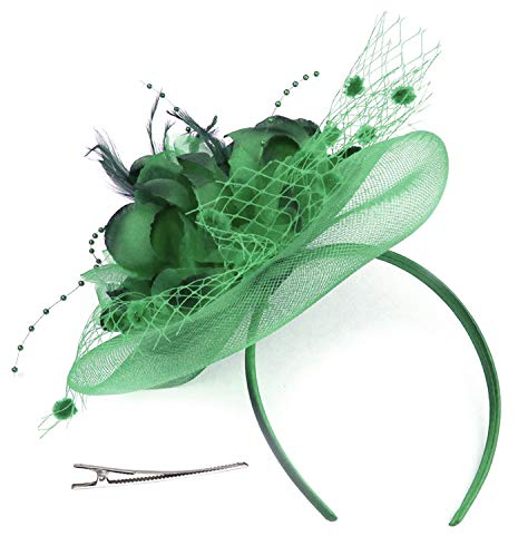 SIQITECH Organza Hut Damen Faszinator Kopfschmuck Mesh Feder Bankett Hut Elegant Retro Kopfbedckung Hochtzeit Pillbox Hut mit Haarspangen Damenhut für Karneval Kirche Cocktail Party