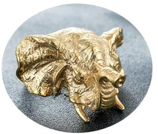 Aotiwe Ringe für Männer Christ, Ring Edelstahl Herren Jahrgang Stereo Elefant Ring Gold Größe 67 (21.3)