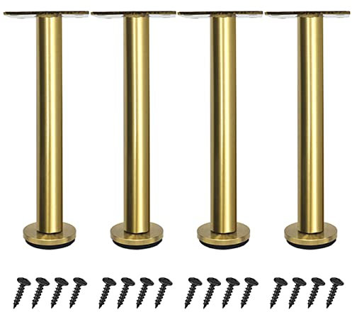 Mobelbeine Verstellbar, Möbelfüße Gold, 4 Stück Möbelfüsse, Höhe:13-30cm Sofasfüße Runde Schrank Füße Couchtisch Beine Sockelfuß Tischfüße Edelstahl Stützbeinen | Mit Schrauben (13cm,Gold)