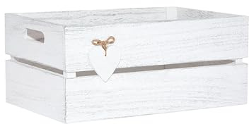 Wickerfield Wooden Crate with Heart Pendant Storage Box Gift Hampers Display Tray (Small)