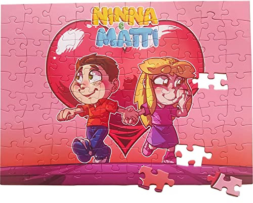 NINNA e MATTI 100 Teile Puzzle Einfach für Kinder, Karikatur-Thema, Rot, 52 x 38 cm
