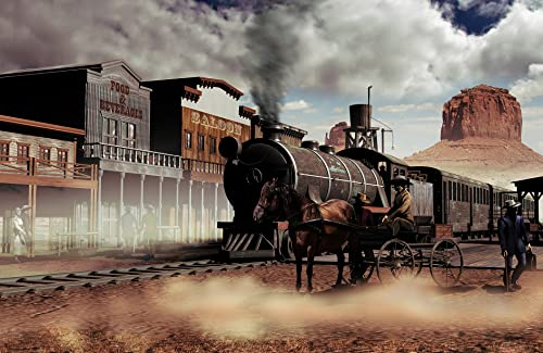 VLIES Fototapete-DAMPFLOK-(x1034ah)-500x280 cm-Eisenbahn, Lokomotive, Zug, Dampfross, Vintage, XXL Wandbild, Poster, Dekoration