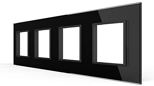 LIVOLO Einbau ZigBee Steckdose SmartHome Touch inkl. Glasrahmen C7ZBED für Handy App steuerung WiFi Kompatibel mit Alexa, Google Assistant (4-Facher Glasrahmen, Schwarz)