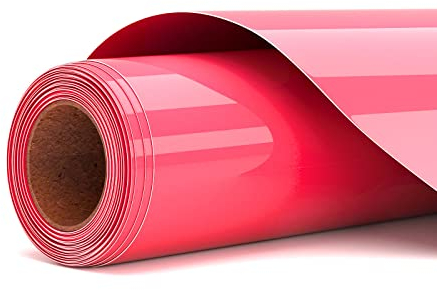 Asoway Vinilo Textil Termoadhesivo Rosa Fluorescente 30,5 X 305CM HTV Rollo Para Transferencia de Calor - DIY Camisetas, Bolsas, Sombreros y Otros Tejidos