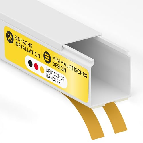 Kabelkanal aus hochwertigem PVC weiß Selbstklebend 2m - 5 Stück - 25x25mm