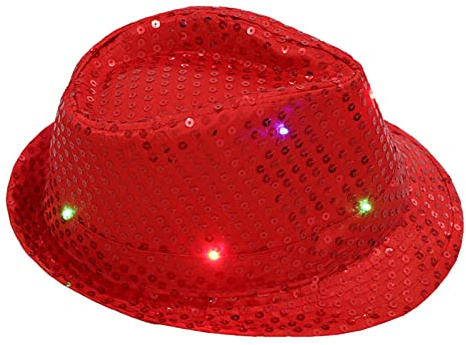 CHAOEN Unisex Panama Hut LED Pailletten Jazz-Hut Karneval-Cosplay Party Sonnenhut Flash-Cowboy-Hut Breiter Krempe Sommerhut