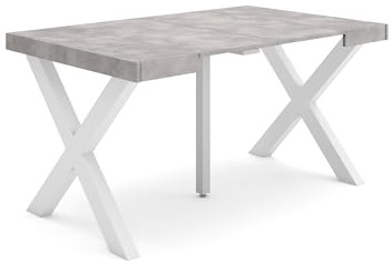 Skraut Home | Ausziehbarertisch | Multifunktionaler ausziehbarer | 140 | Für 6 Gäste | Massivholz Beine | Moderner Stil | Zement
