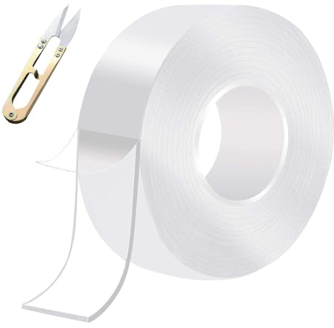 Yuqilin Doppelseitiges Klebeband, 3M Nano Tape, Abnehmbar Spurlos Double Sided Tape, mit 1 Eine Eisenschere, Transparentes Klebeband Doppelseitig, Wiederverwendbares Doppelklebeband
