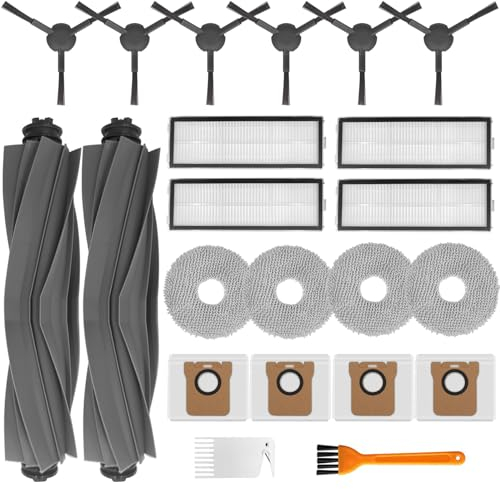 Bibemorol Accessoires pour aspirateur robot Dreame L10s Ultra / L10 Ultra - Kit d'accessoires avec 2 brosses principales, 4 sacs à poussière, 4 filtres HEPA, 4 lingettes, 6 brosses latérales, 2