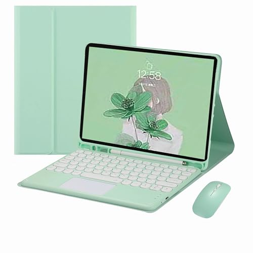XFTeoux Tastaturgehäuse Für Table Fire HD 10/ Fire HD 10 Plus (11. Generation) Gehäuse Mit Tastatur Und Touchpad, Abnehmbares Bluetooth-Tastaturgehäuse Mit Trackpad Für Fire Hd 10 Tablet,Grün