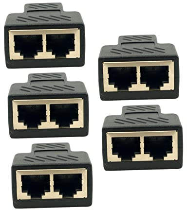 Connecteur en T, 5 pièces câble adaptateur répartiteur de tête en T adaptateur Ethernet 1 à 2 ports adaptateur de prise femelle 1 à 2 adaptateurs répartiteurs connecteurs répartiteurs