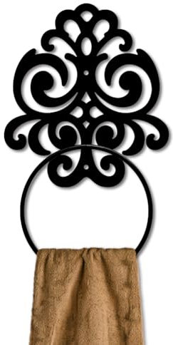 MAYJOYDIY Anneau porte-serviette en métal à motif floral vintage pour décoration murale - Anneau en métal à motifs symétriques pour accessoires de salle de bain - Décoration murale
