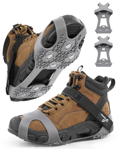 Sportneer Spikes für Schuhe Winter Schuhkrallen Eisspikes mit 28 Zähnen | Rutschfeste Schuhspikes aus Silikon TPE, ideal für Wander Joggen Stadtpendeln und tägliches Gehen im Winter